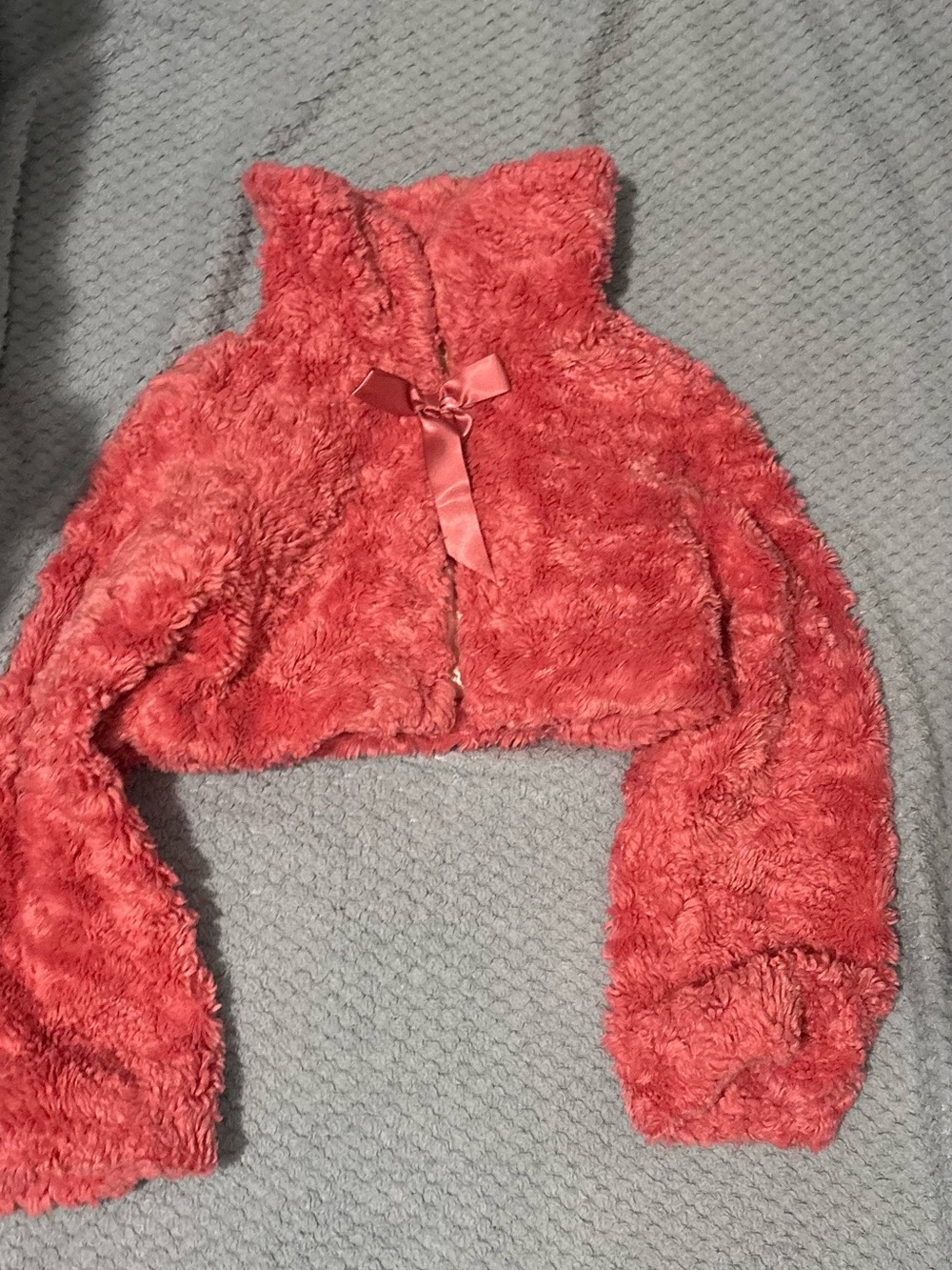 Place Plush Faux Fur Jacket in Coral Pink